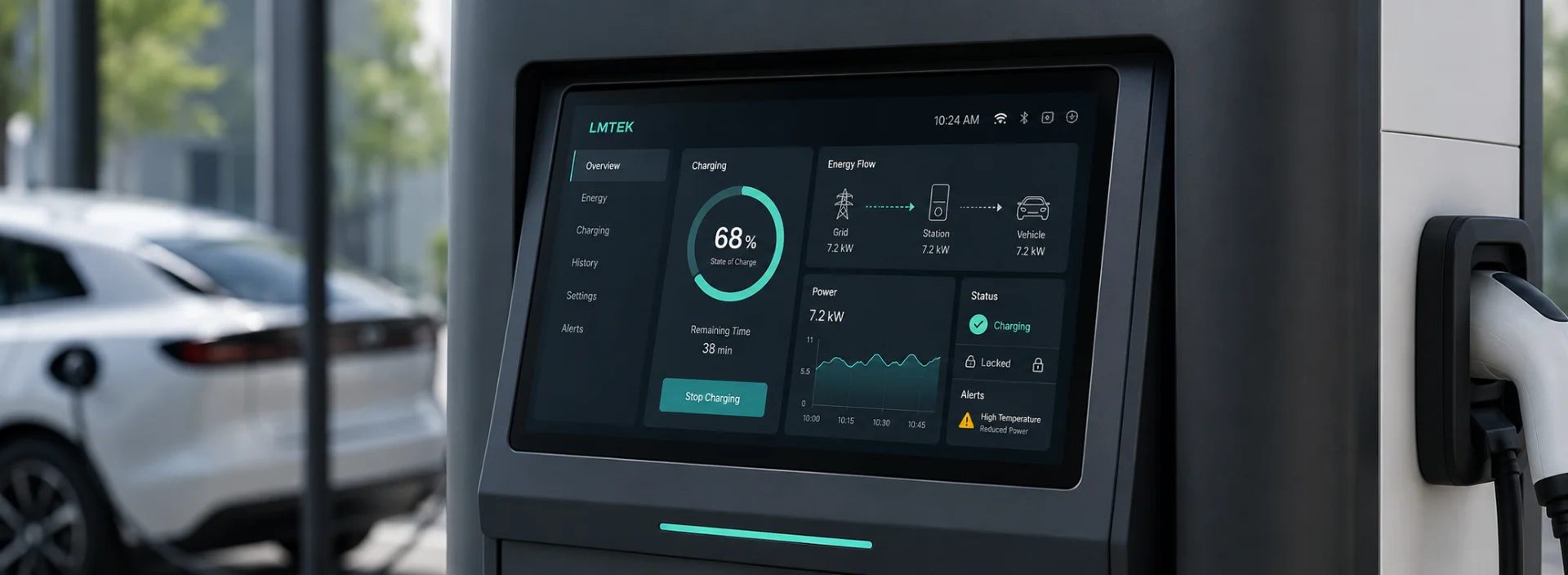 EV charging station display with IPS TFT screen