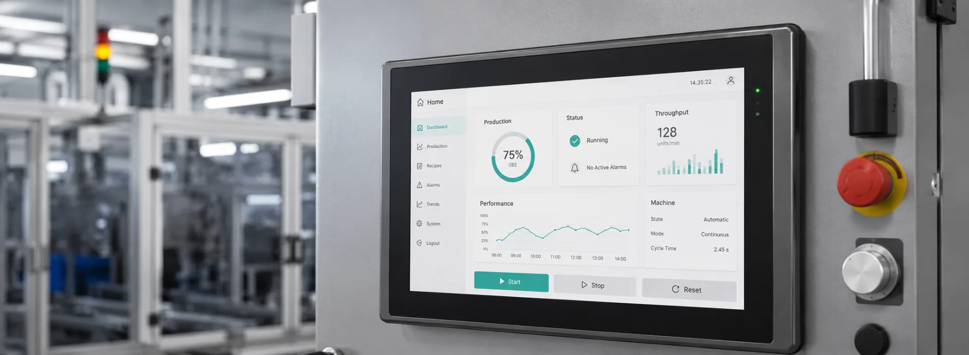 Industrial HMI panel with IPS display