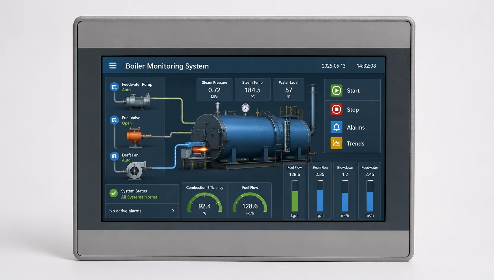 eDP display module showing high-resolution HMI graphical dashboard