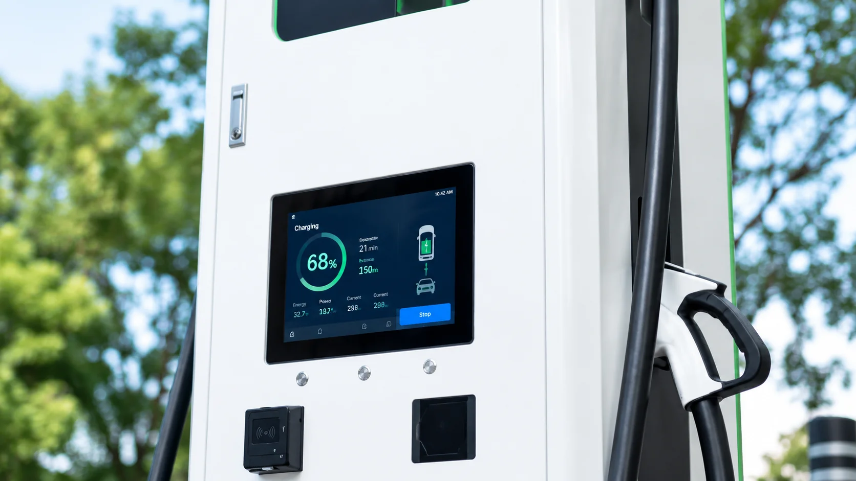 Capacitive touch display on an EV charging station interface
