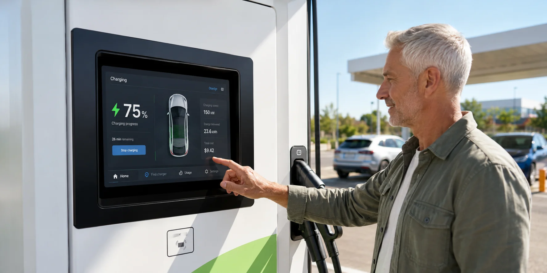 HDMI touch display used in smart building controls and EV charger interface