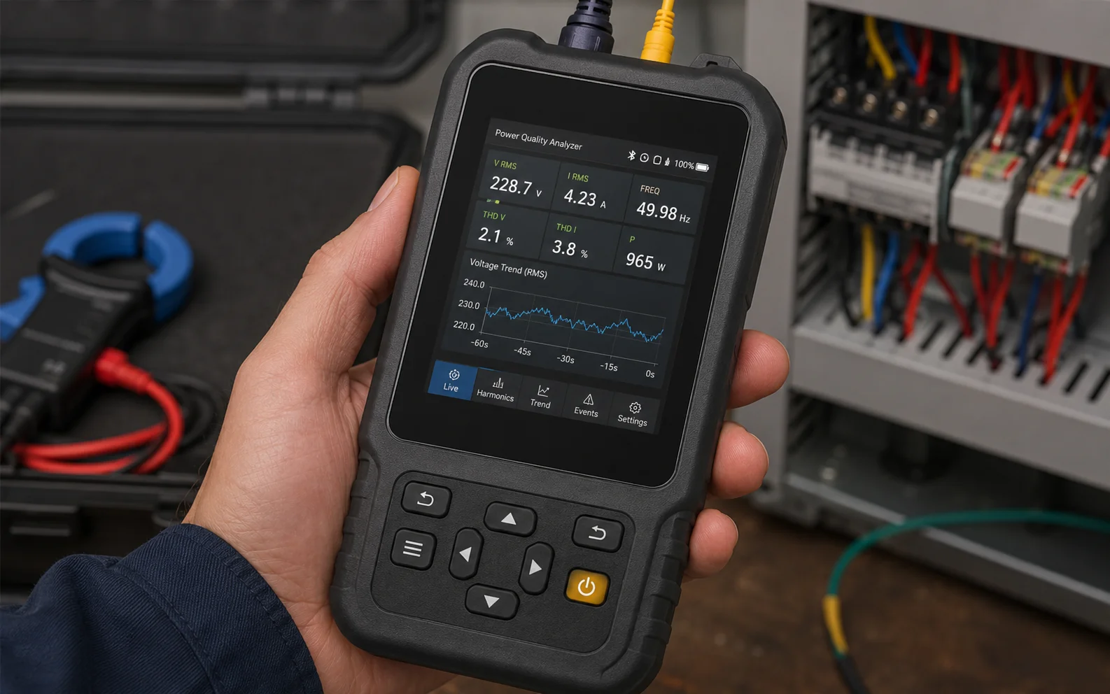 Square display module used in portable handheld measurement and monitoring device