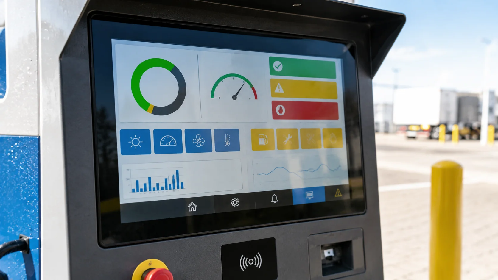 Sunlight readable TFT display installed outdoors in bright daylight conditions