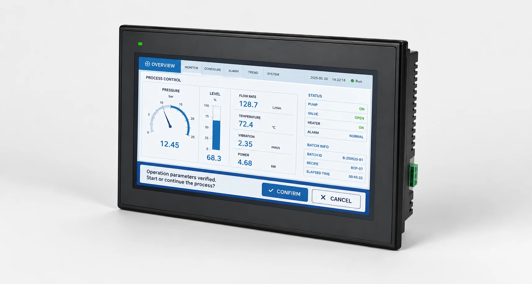 Industrial HMI panel with LVDS display integration