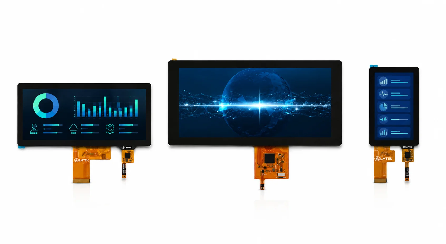 Bar LCD display modules for narrow information areas