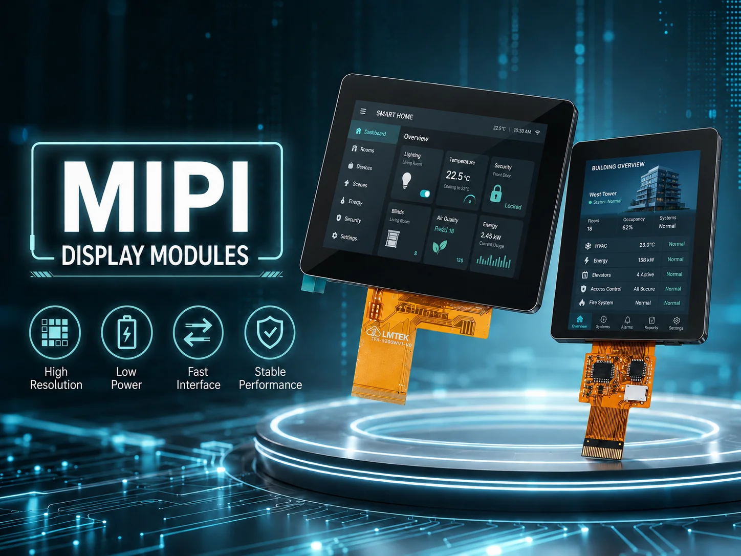 MIPI DSI TFT LCD display modules for embedded systems and compact HMIs