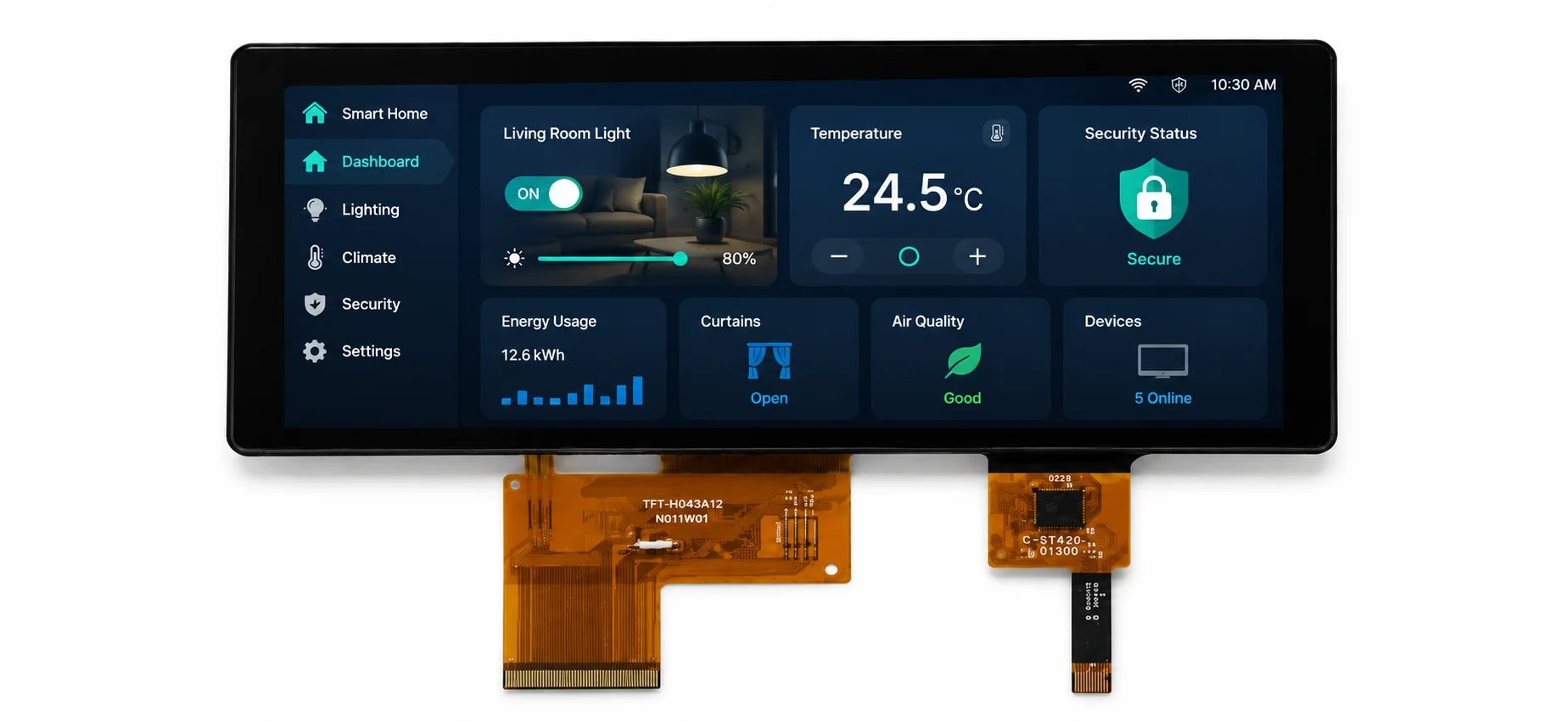 Bar LCD display with capacitive touch screen