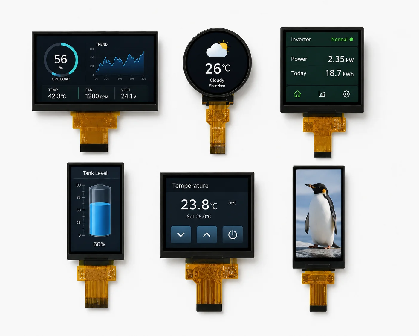 Custom MIPI display module with FPC, touch panel and cover lens assembly