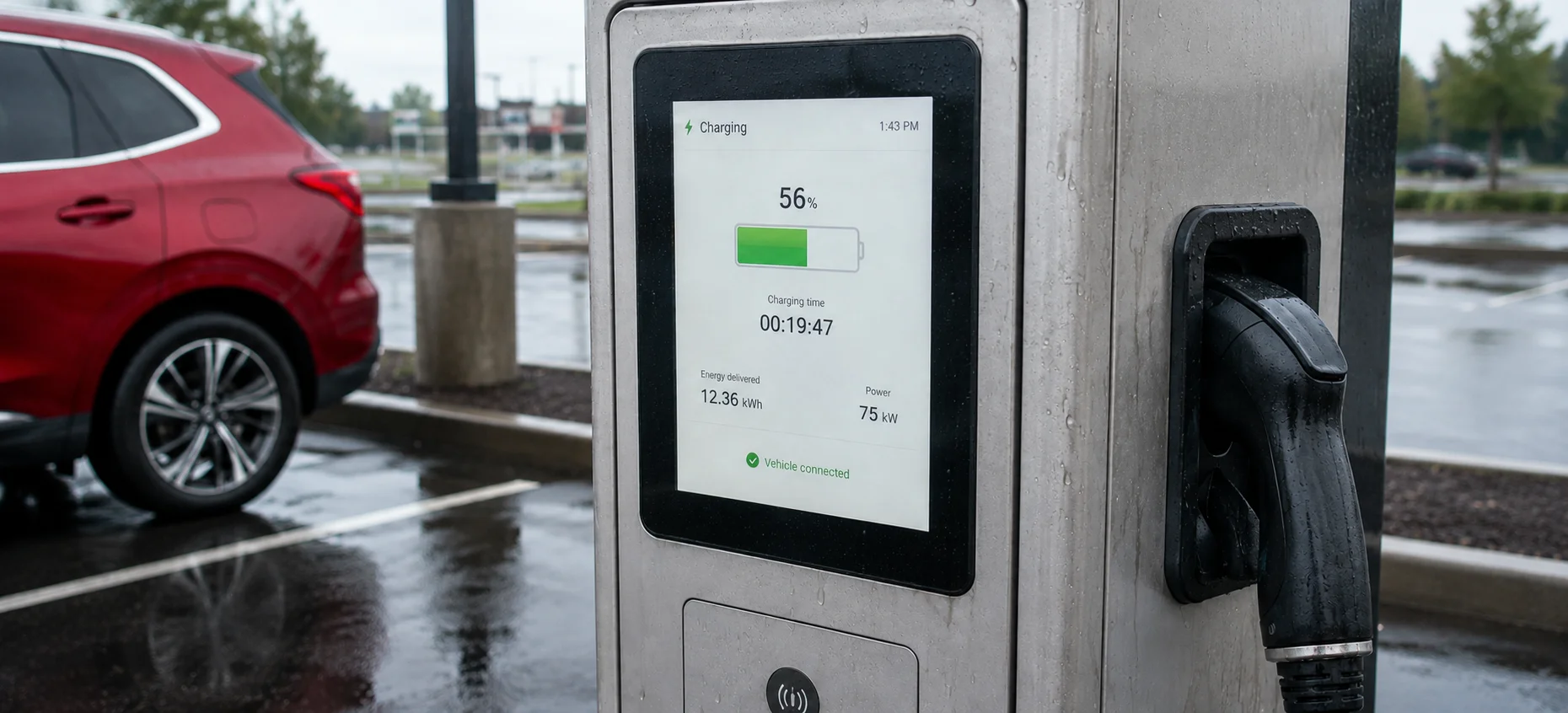 EV charging station display with IPS TFT screen